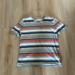 GAP Kids Gray and Blue Striped Tee